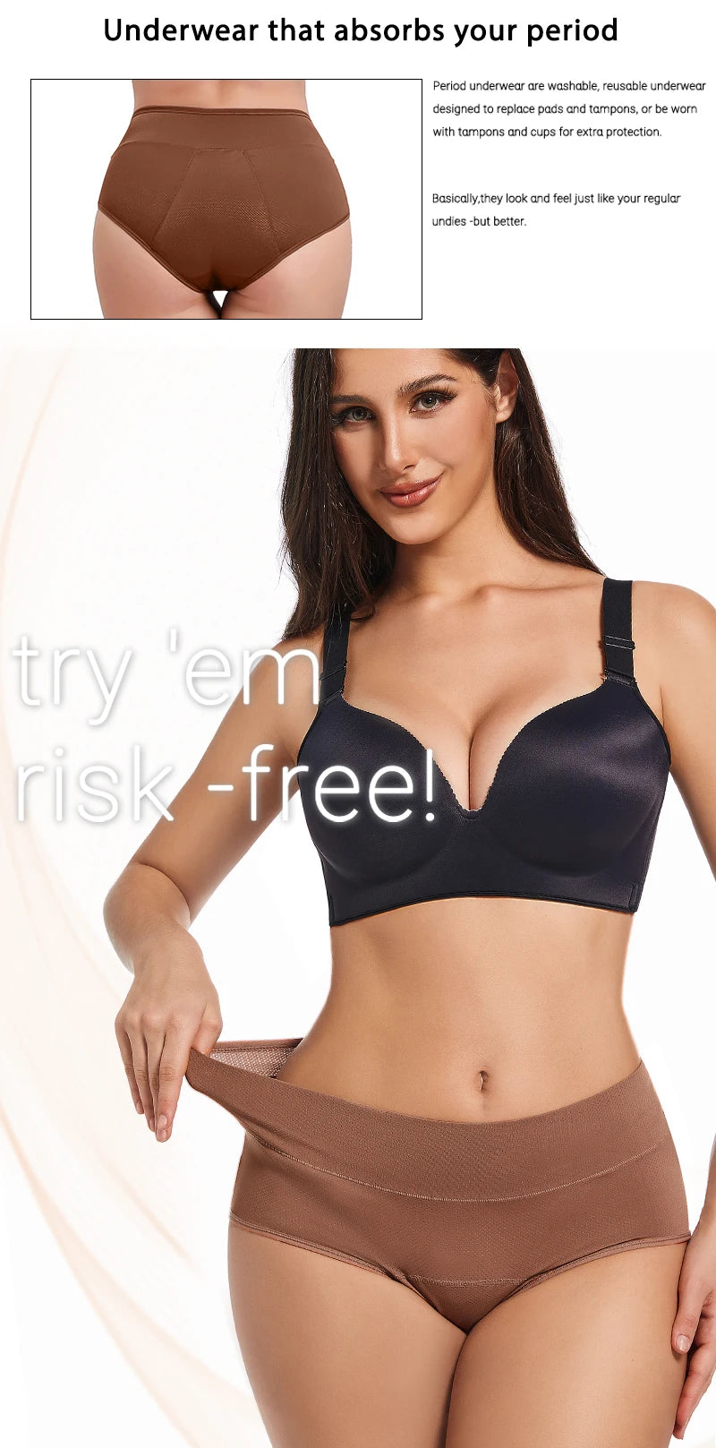 3-Layer Women's Period Panties - Leakproof Menstrual Underwear Size XS - XXL - MJ-4U