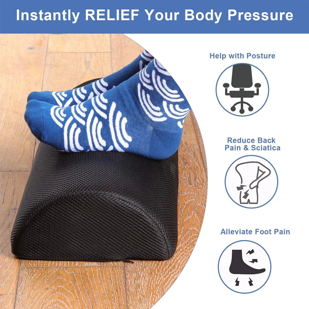 Ergonomic Under-Desk Foot Rest – Memory Foam Foot Stool for Fatigue Relief, Non-Slip Base, Washable Cover