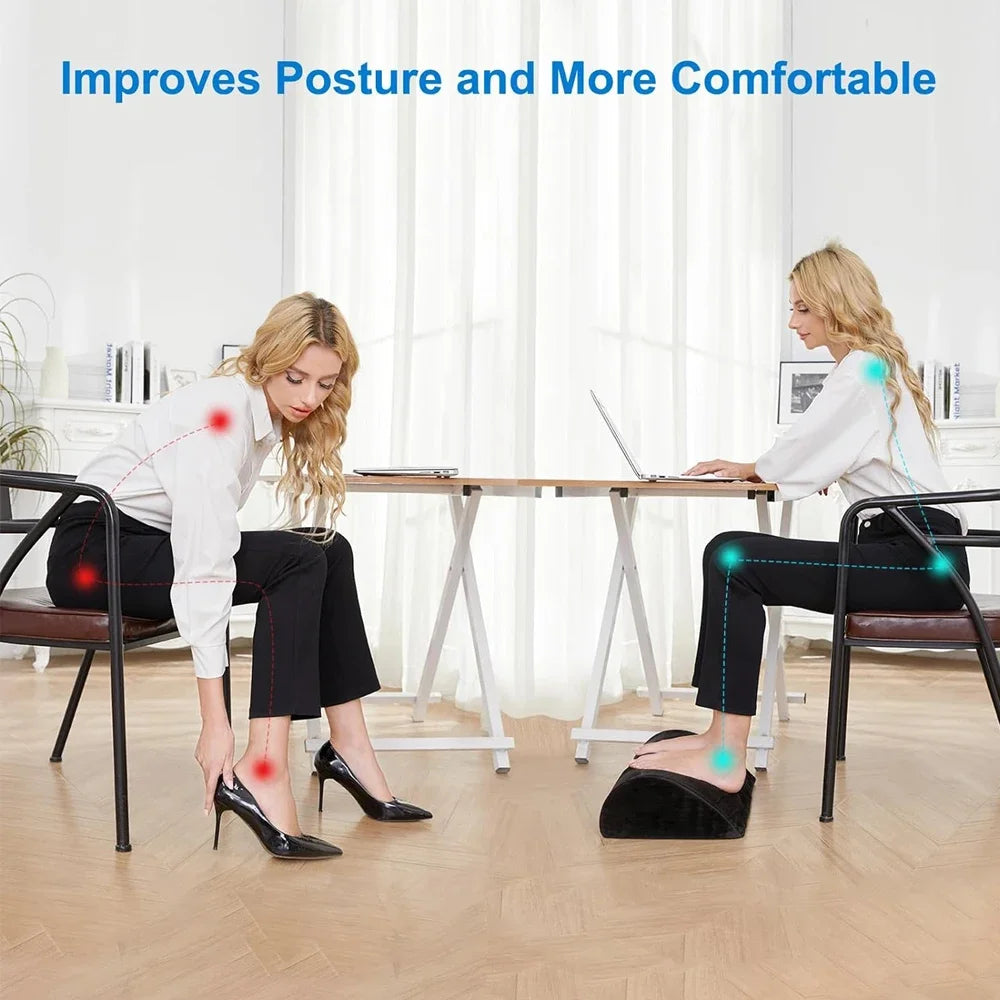 Ergonomic Under-Desk Foot Rest – Memory Foam Foot Stool for Fatigue Relief, Non-Slip Base, Washable Cover