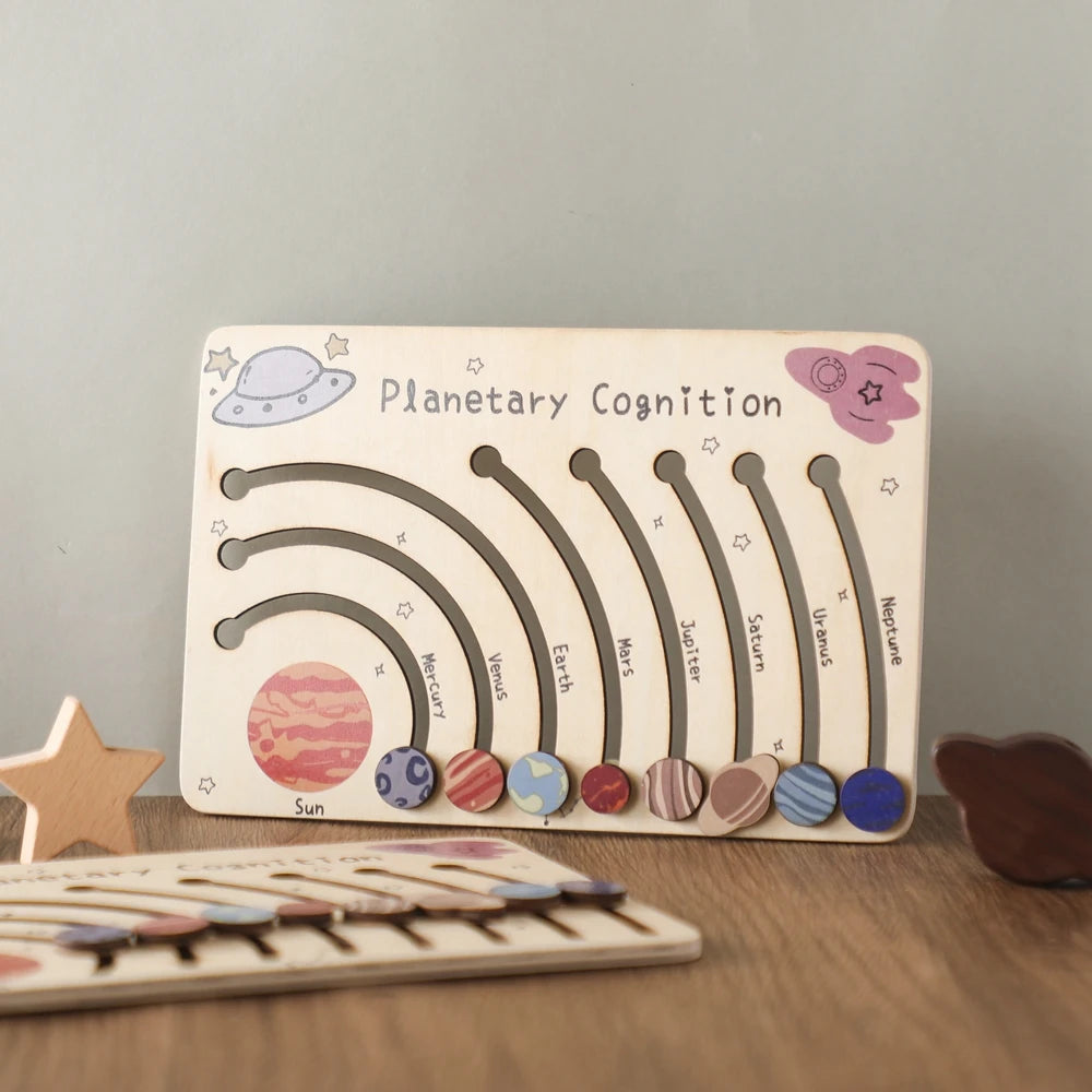 Wooden Solar System - Baby Montessori Toys Cognitive Cosmic Board Baby - MJ-4U