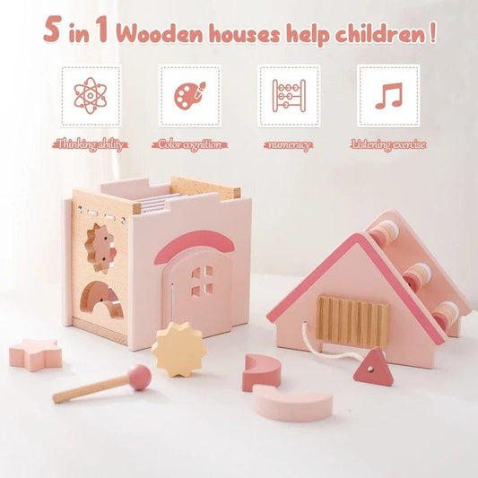 Wooden Montessorri Toys Five-in-one Multifunctional Educational Activity - MJ-4U