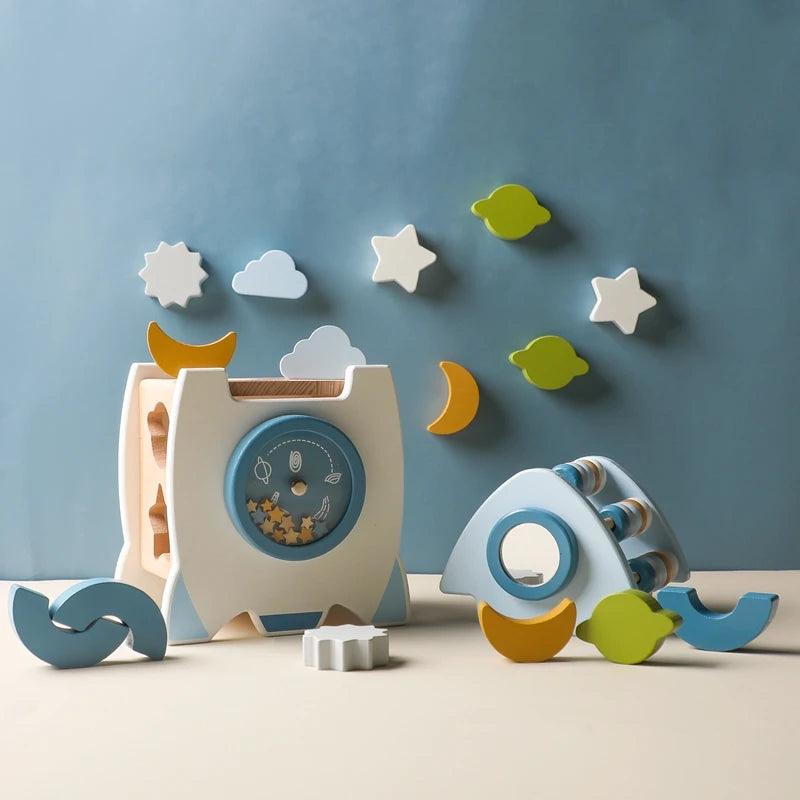 Wooden Rocket Montessori Toys Multifunctional Shape Early Child Education - MJ-4U
