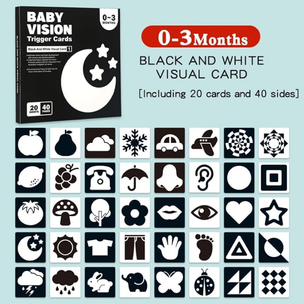 Baby Vision Stimulation - Montessori Cards Black and White Contrast Cards - MJ-4U