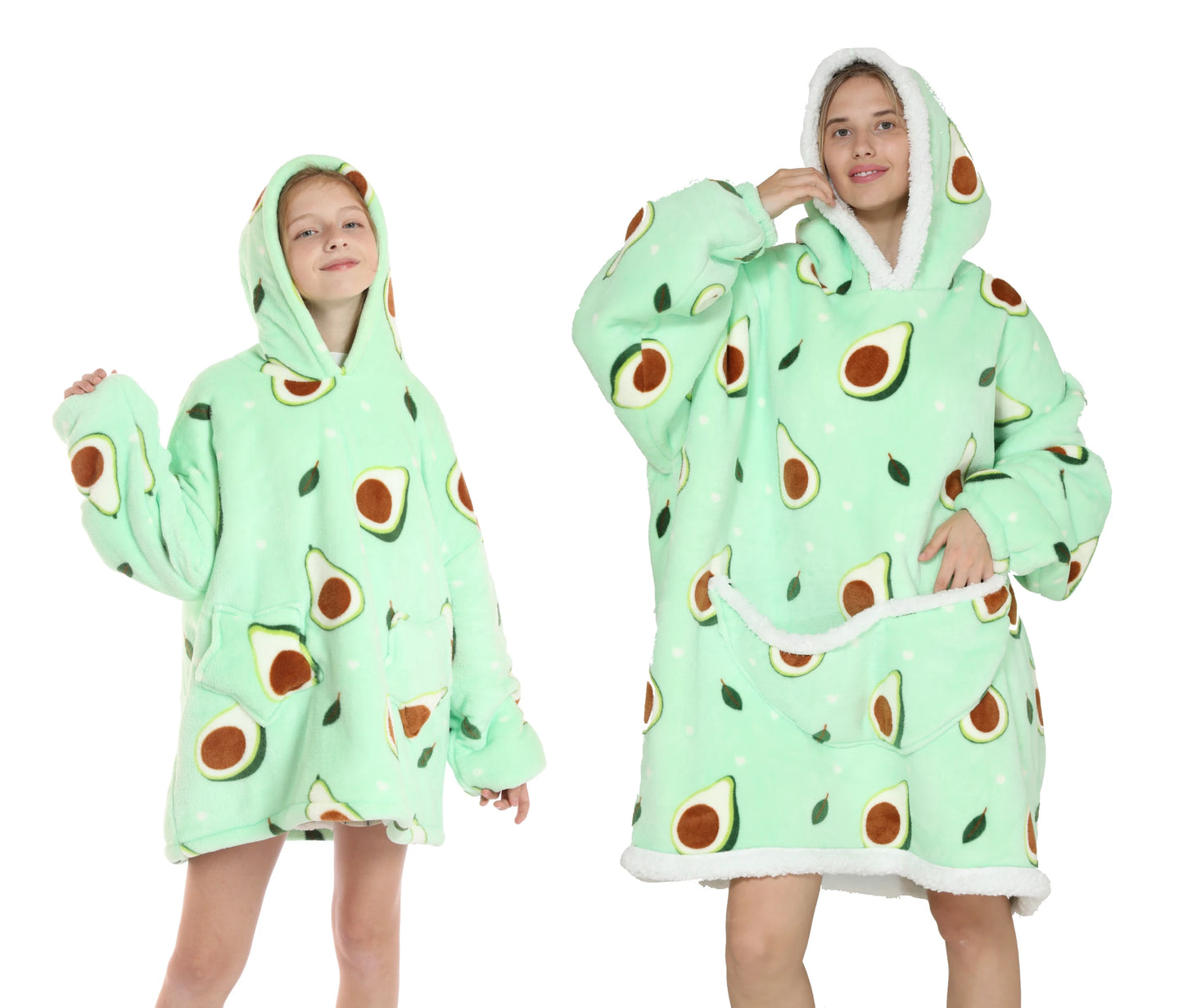Super Warm Flannel Blanket Hoodie for Men Women Kids - Many Designs
