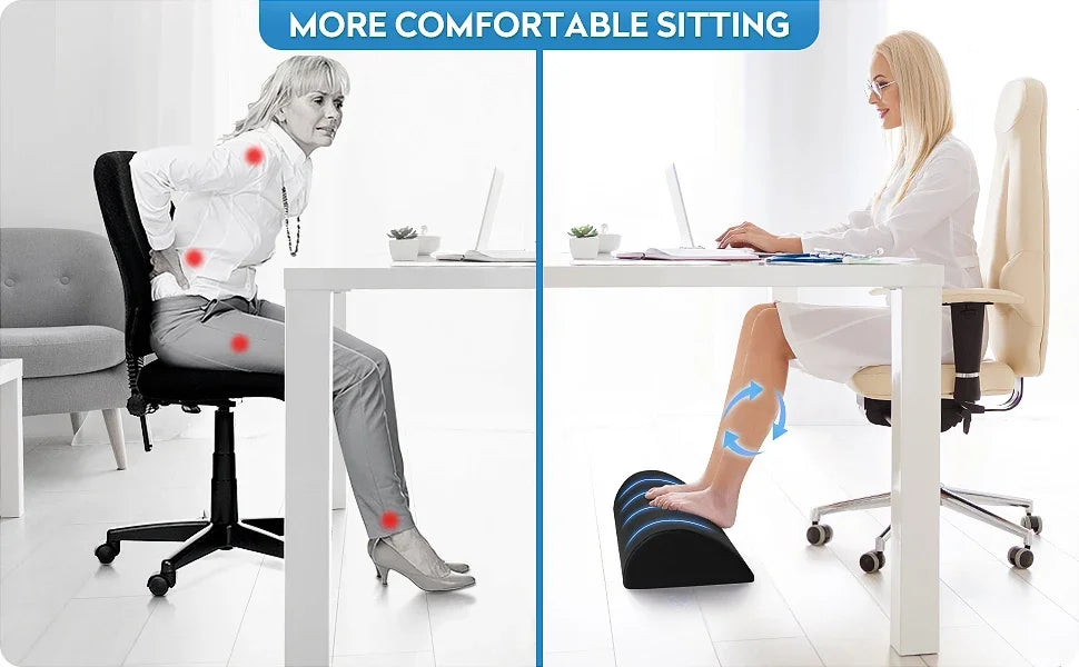 Ergonomic Under-Desk Foot Rest – Memory Foam Foot Stool for Fatigue Relief, Non-Slip Base, Washable Cover