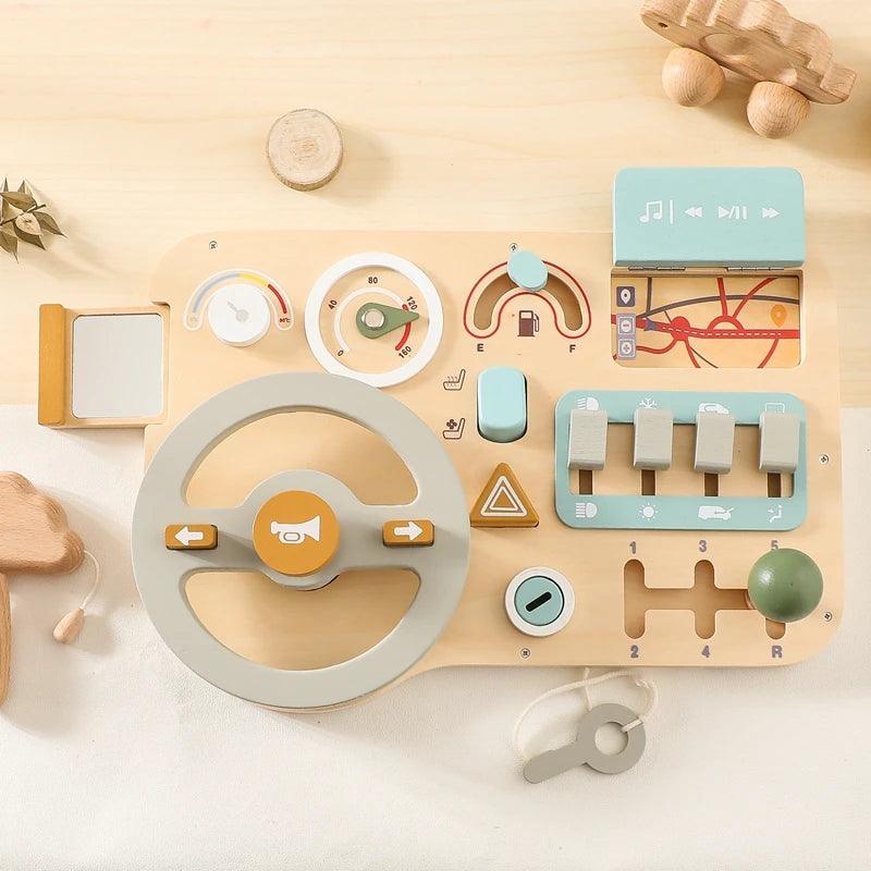 Wooden Montessori Toys Baby Car Busy Board Early Education Learning Sensory - MJ-4U