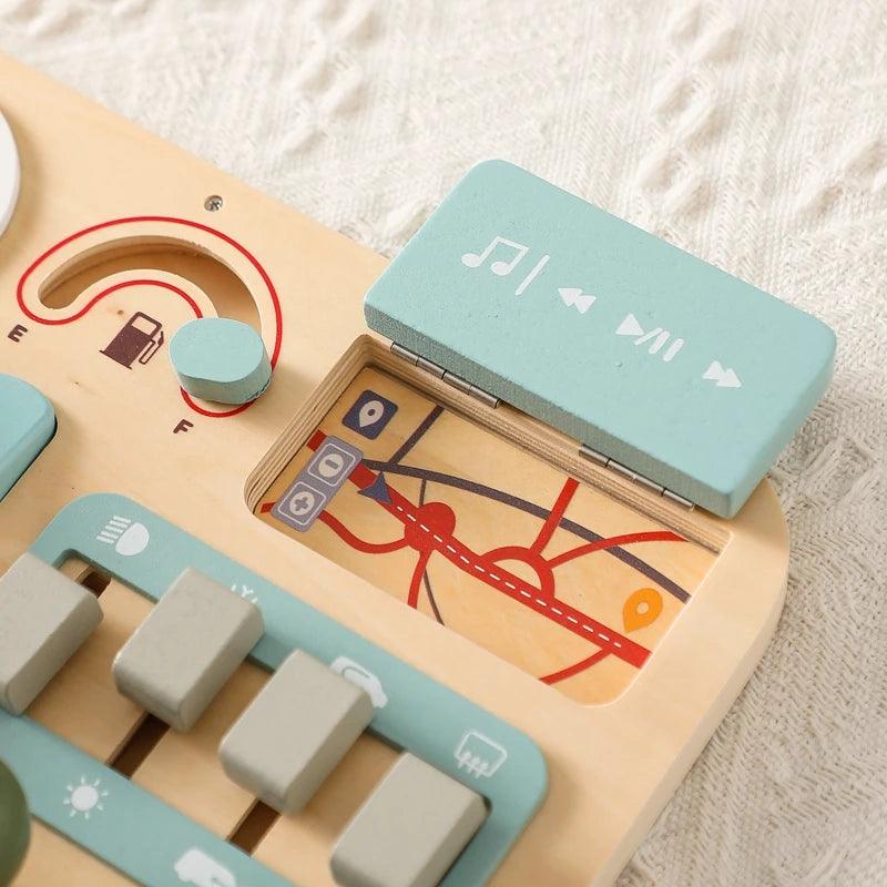 Wooden Montessori Toys Baby Car Busy Board Early Education Learning Sensory - MJ-4U