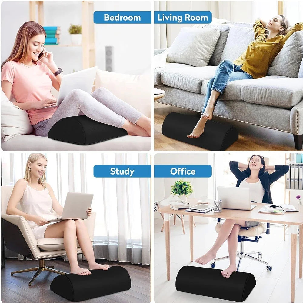 Ergonomic Under-Desk Foot Rest – Memory Foam Foot Stool for Fatigue Relief, Non-Slip Base, Washable Cover