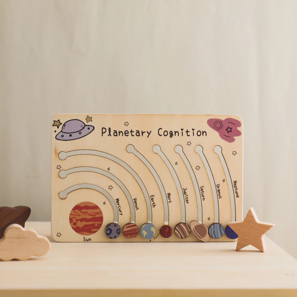 Wooden Solar System - Baby Montessori Toys Cognitive Cosmic Board Baby - MJ-4U