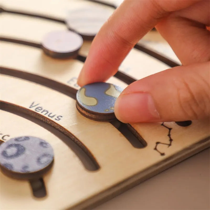 Wooden Solar System - Baby Montessori Toys Cognitive Cosmic Board Baby - MJ-4U