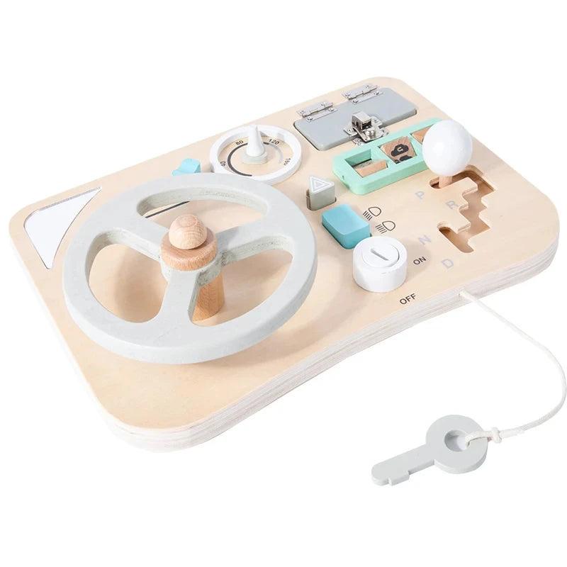 Wooden Montessori Toy Set Busy Baby Board Car Motor Driving Skills - MJ-4U