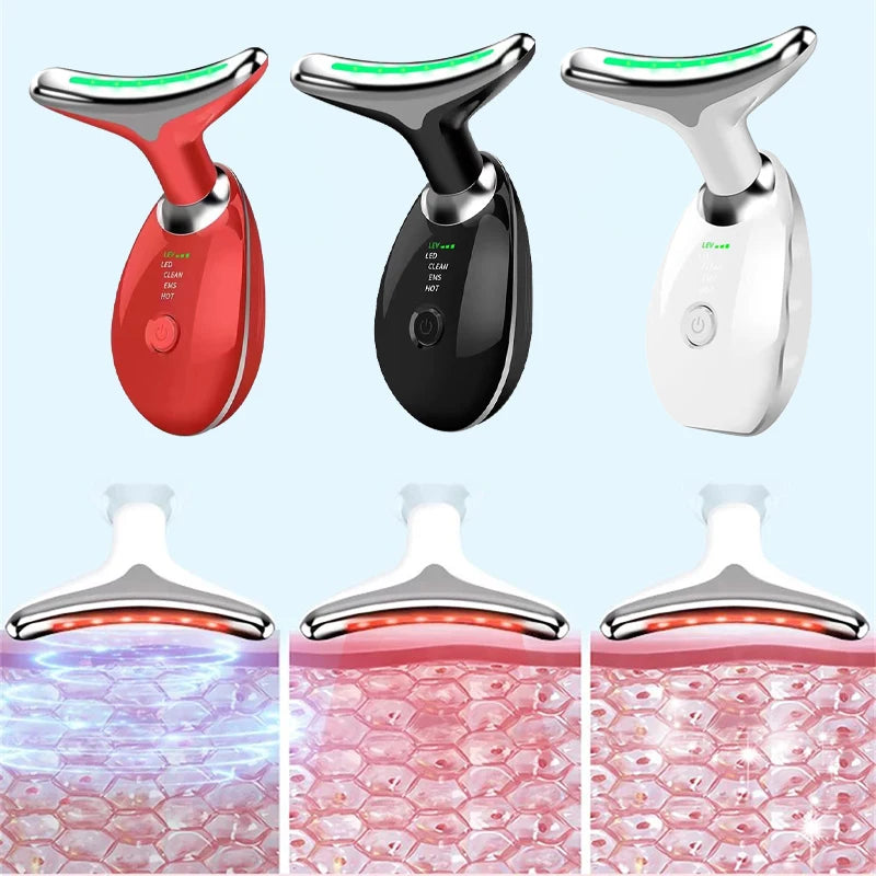 LED Neck & Face Massager 3 Light Modes Skin Tightening & Lifting Device - MJ-4U