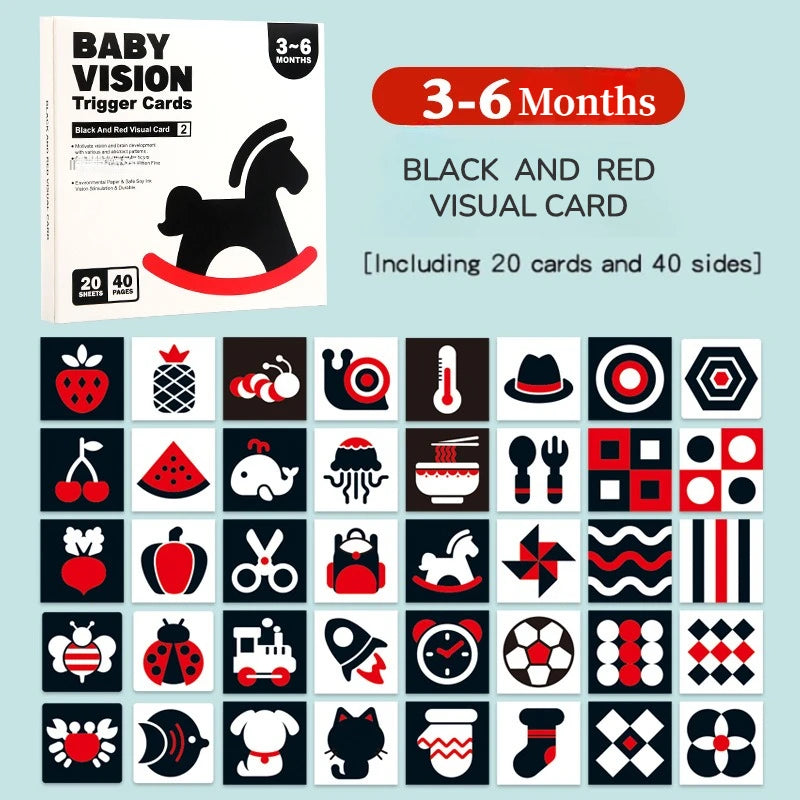 Baby Vision Stimulation - Montessori Cards Black and White Contrast Cards - MJ-4U