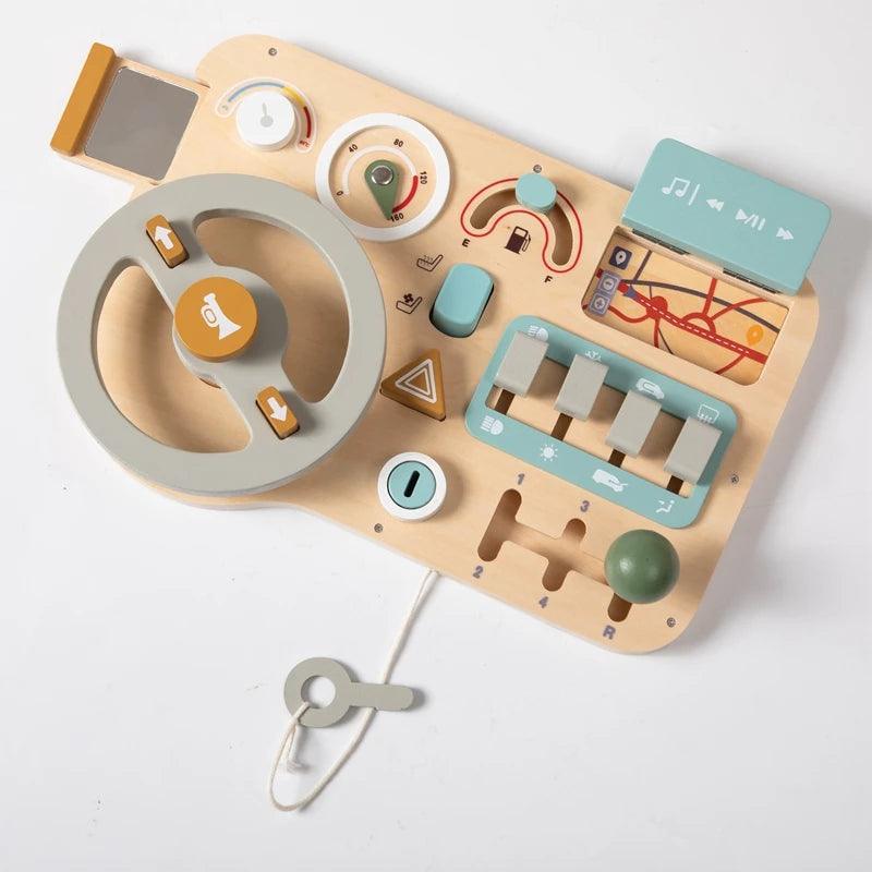 Wooden Montessori Toys Baby Car Busy Board Early Education Learning Sensory - MJ-4U