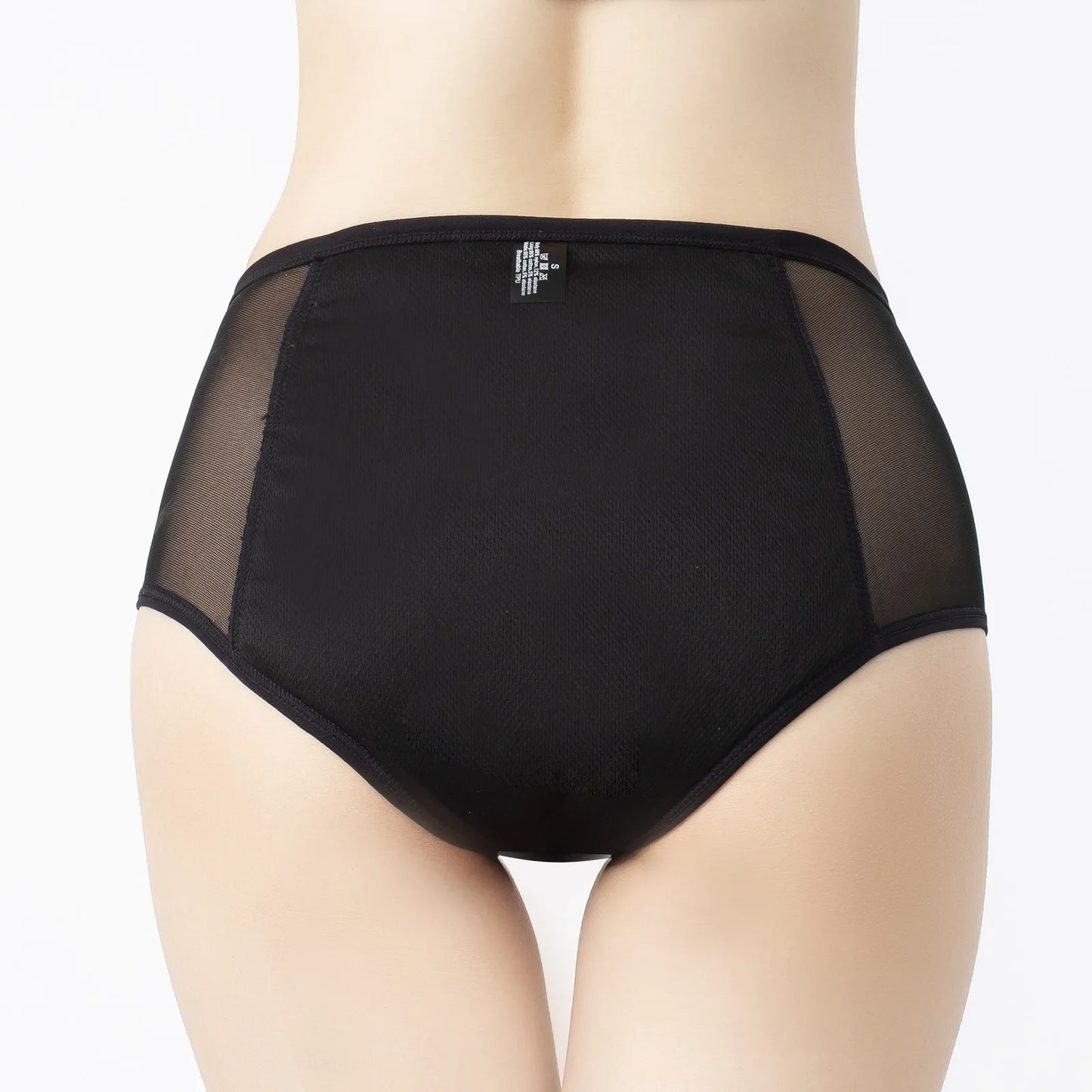 Black High Waist Leak Proof Period Panties - Breathable 4-Layer Design (Sizes S to XXXL) - MJ-4U