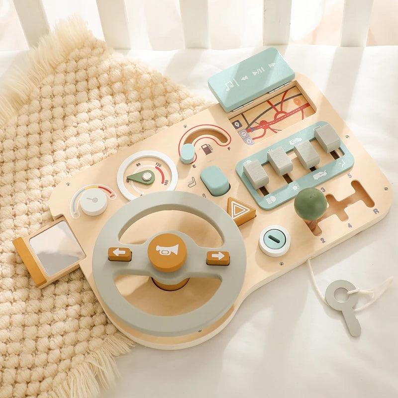 Wooden Montessori Toys Baby Car Busy Board Early Education Learning Sensory - MJ-4U