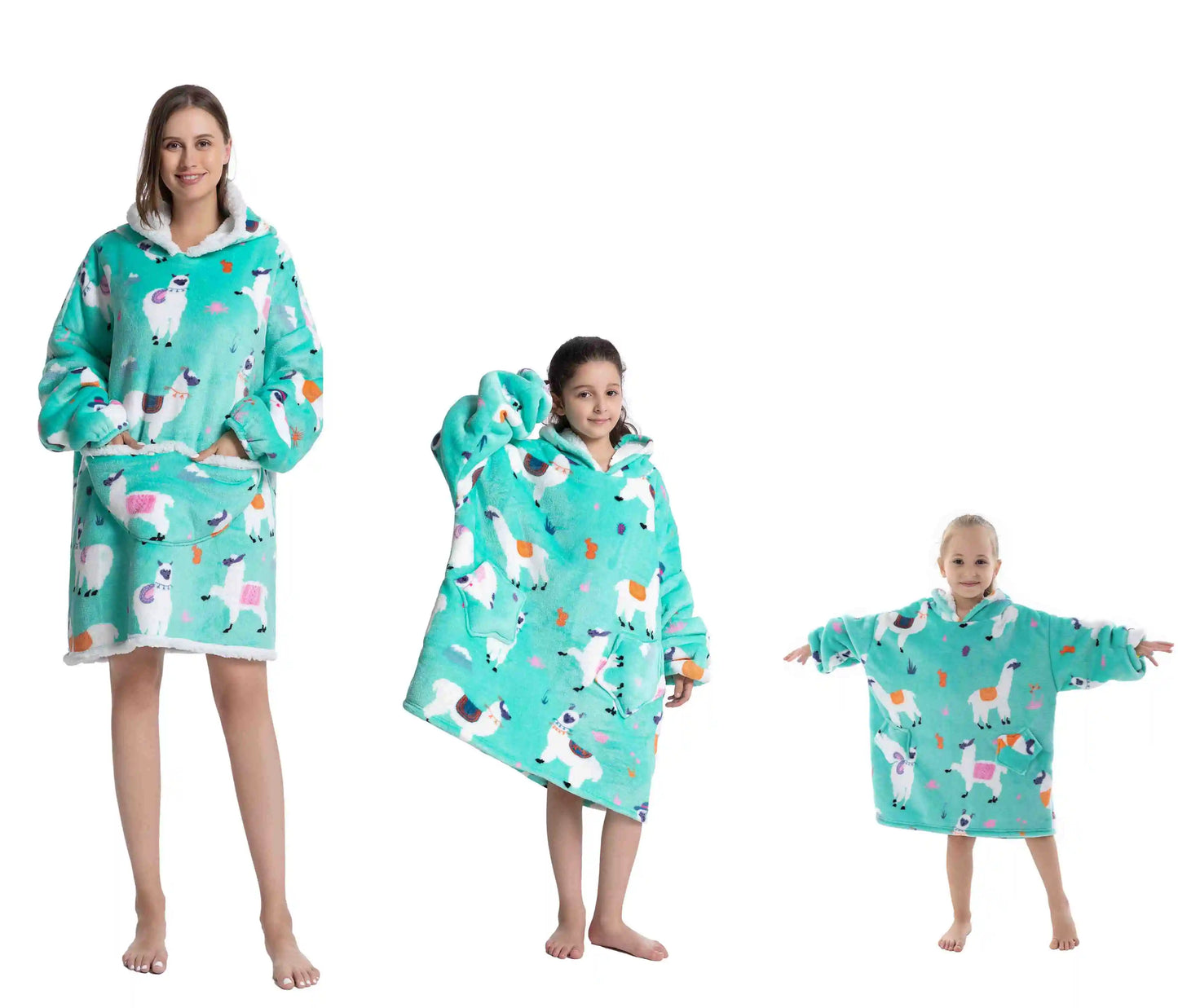 Super Warm Flannel Blanket Hoodie for Men Women Kids - Many Designs