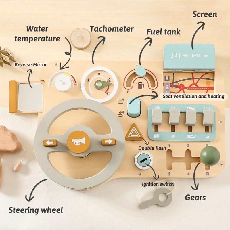 Wooden Montessori Toys Baby Car Busy Board Early Education Learning Sensory - MJ-4U
