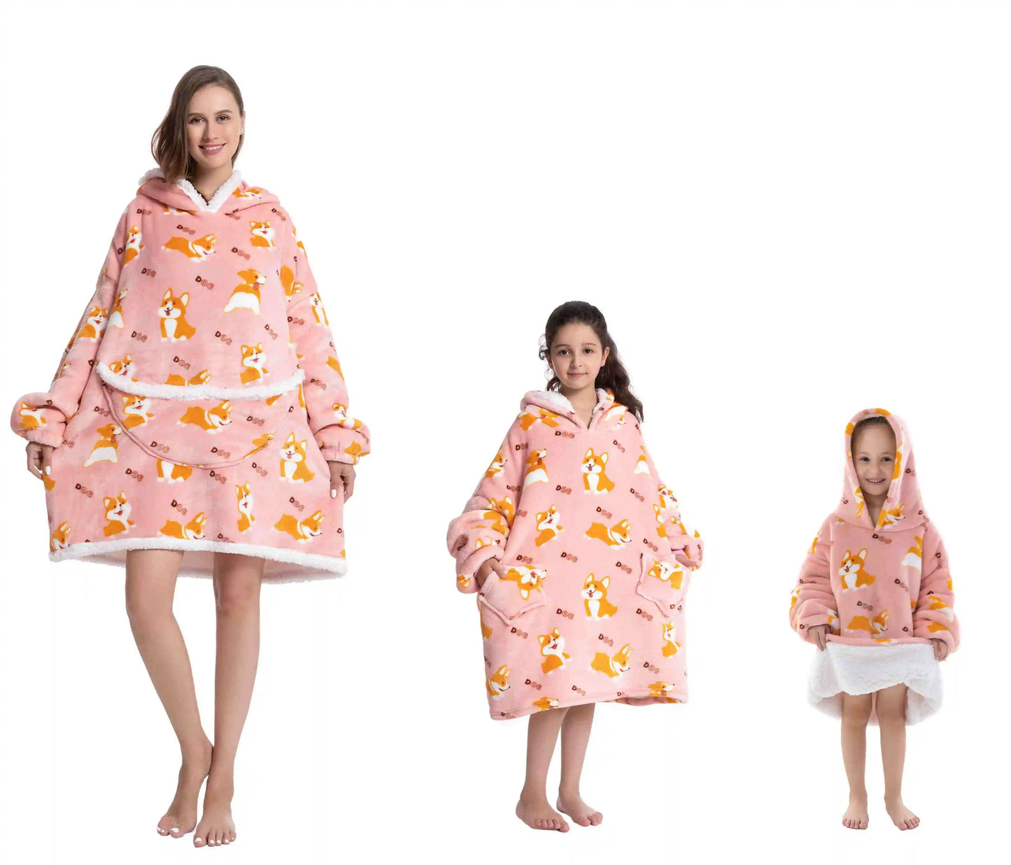 Super Warm Flannel Blanket Hoodie for Men Women Kids - Many Designs