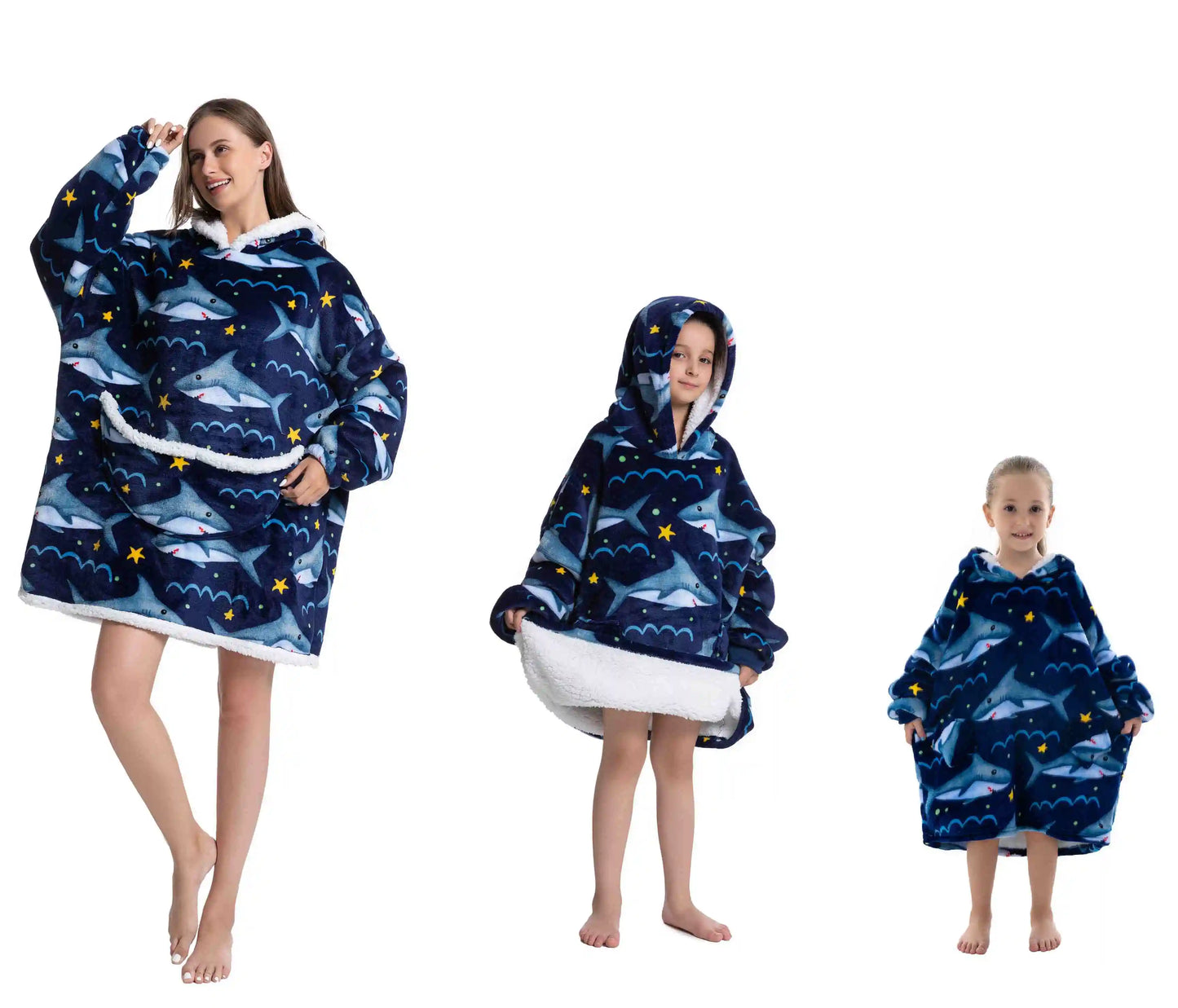 Super Warm Flannel Blanket Hoodie for Men Women Kids - Many Designs