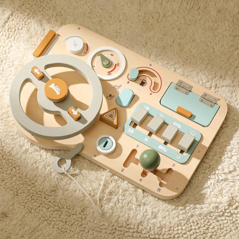 Wooden Montessori Toys Baby Car Busy Board Early Education Learning Sensory - MJ-4U