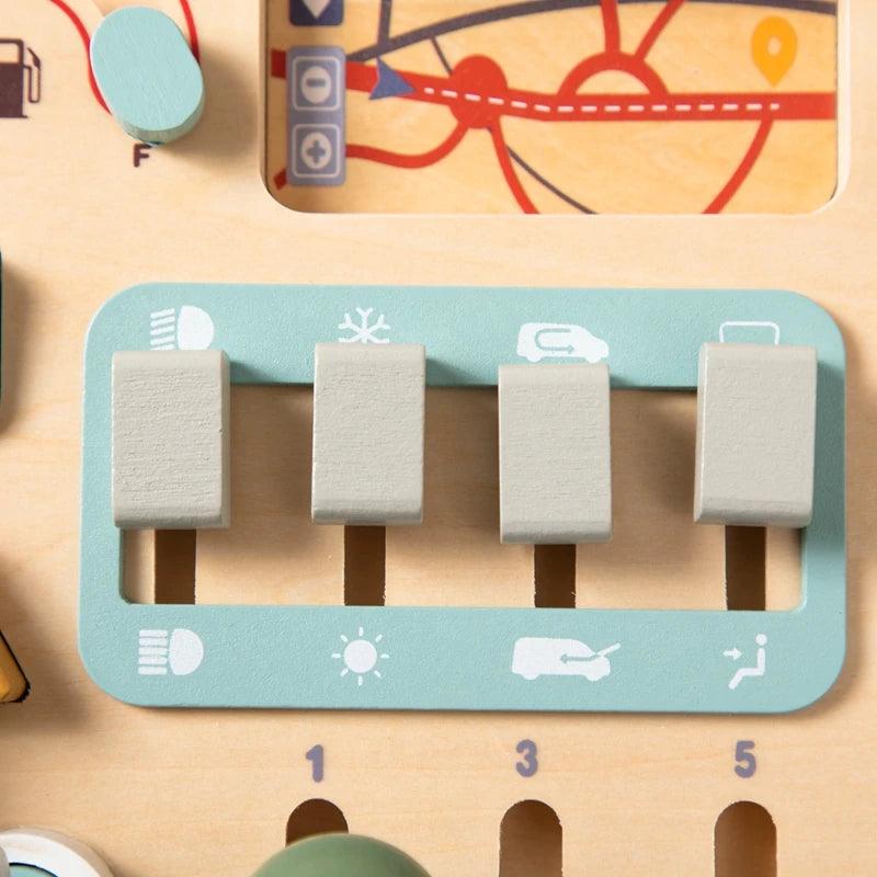 Wooden Montessori Toys Baby Car Busy Board Early Education Learning Sensory - MJ-4U