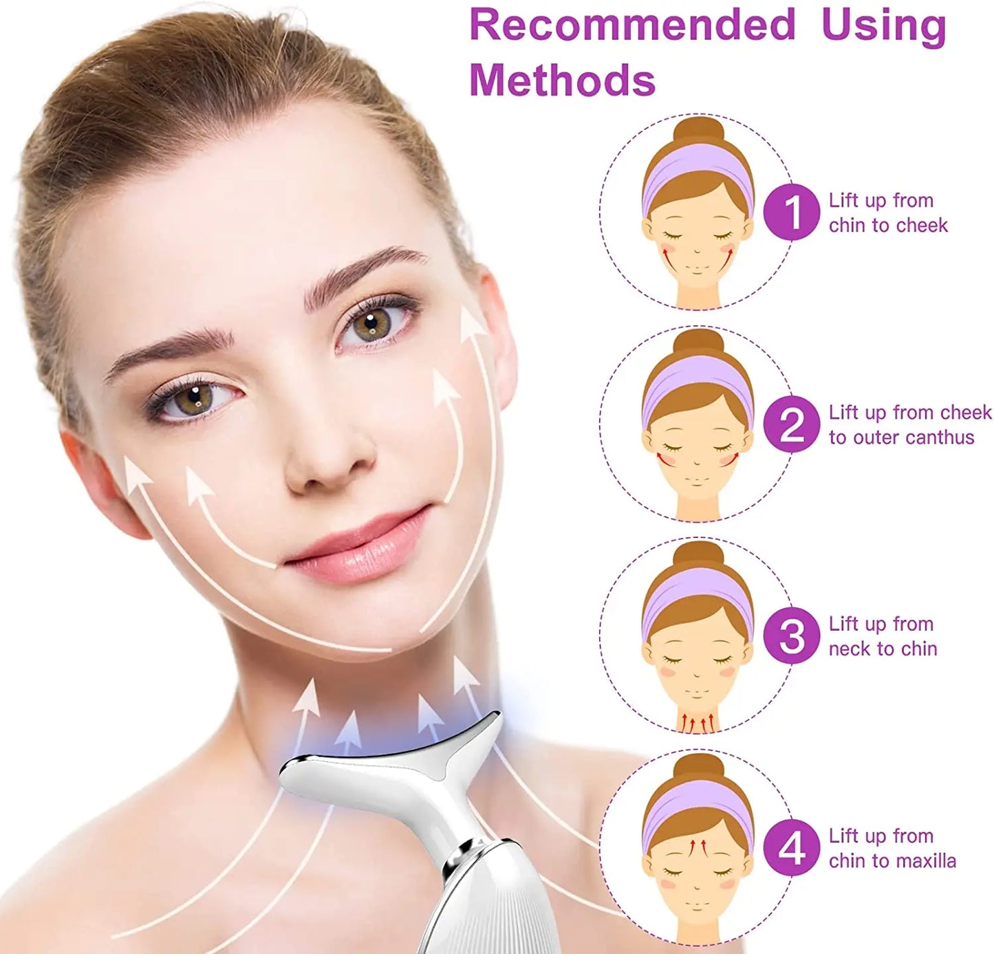 LED Neck & Face Massager 3 Light Modes Skin Tightening & Lifting Device - MJ-4U