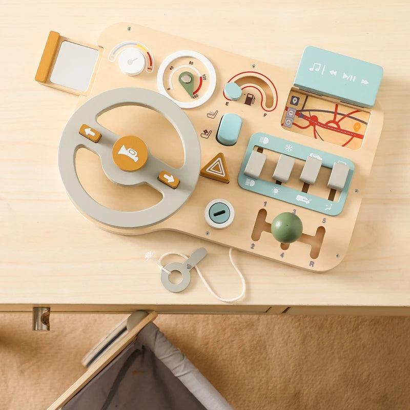 Wooden Montessori Toys Baby Car Busy Board Early Education Learning Sensory - MJ-4U