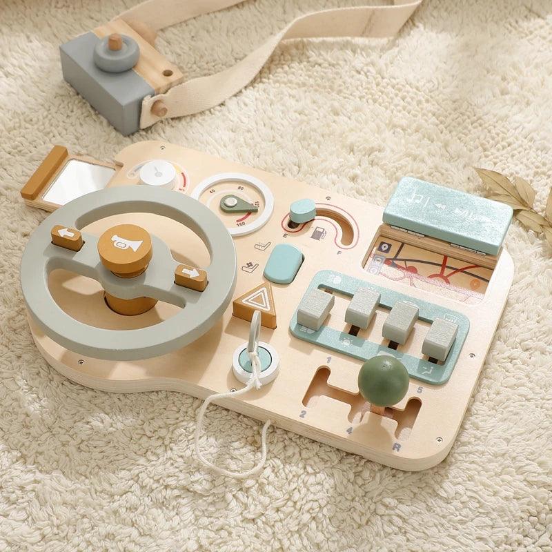 Wooden Montessori Toys Baby Car Busy Board Early Education Learning Sensory - MJ-4U