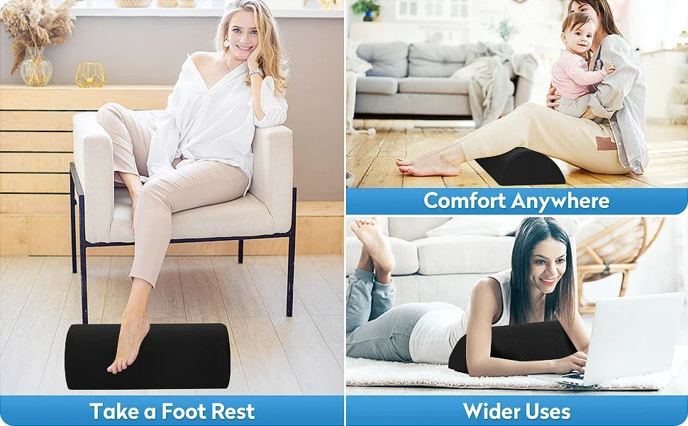 Ergonomic Under-Desk Foot Rest – Memory Foam Foot Stool for Fatigue Relief, Non-Slip Base, Washable Cover