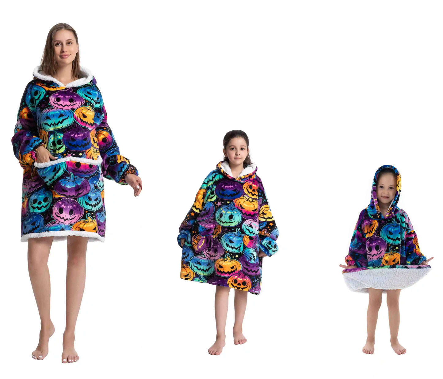 Super Warm Flannel Blanket Hoodie for Men Women Kids - Many Designs