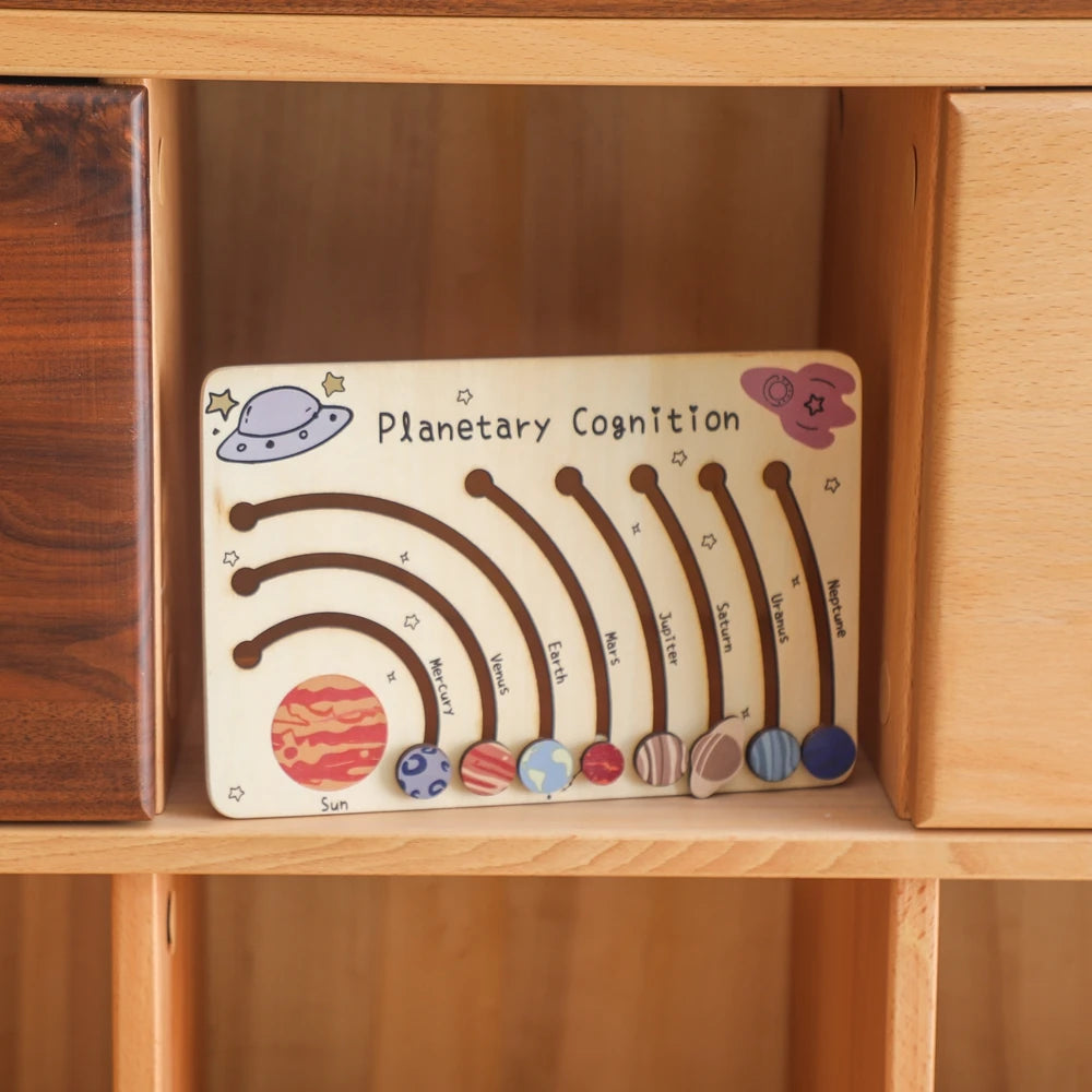 Wooden Solar System - Baby Montessori Toys Cognitive Cosmic Board Baby - MJ-4U