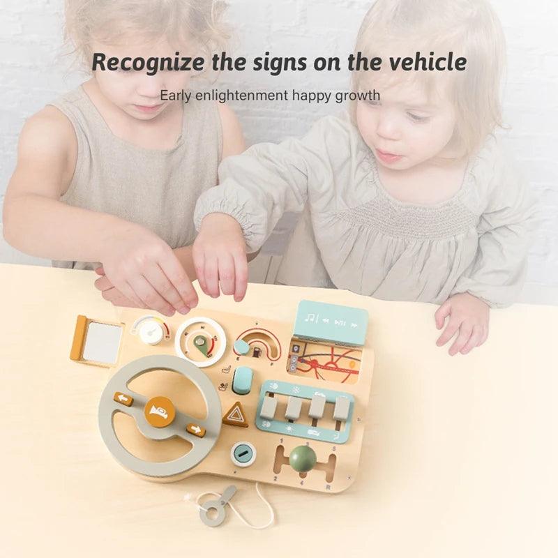 Wooden Montessori Toys Baby Car Busy Board Early Education Learning Sensory - MJ-4U