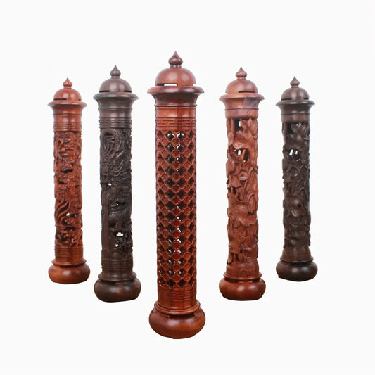Redwood Solid Wood Incense Burner – 29cm Stick Holder for Home & Living Room Décor - MJ-4U