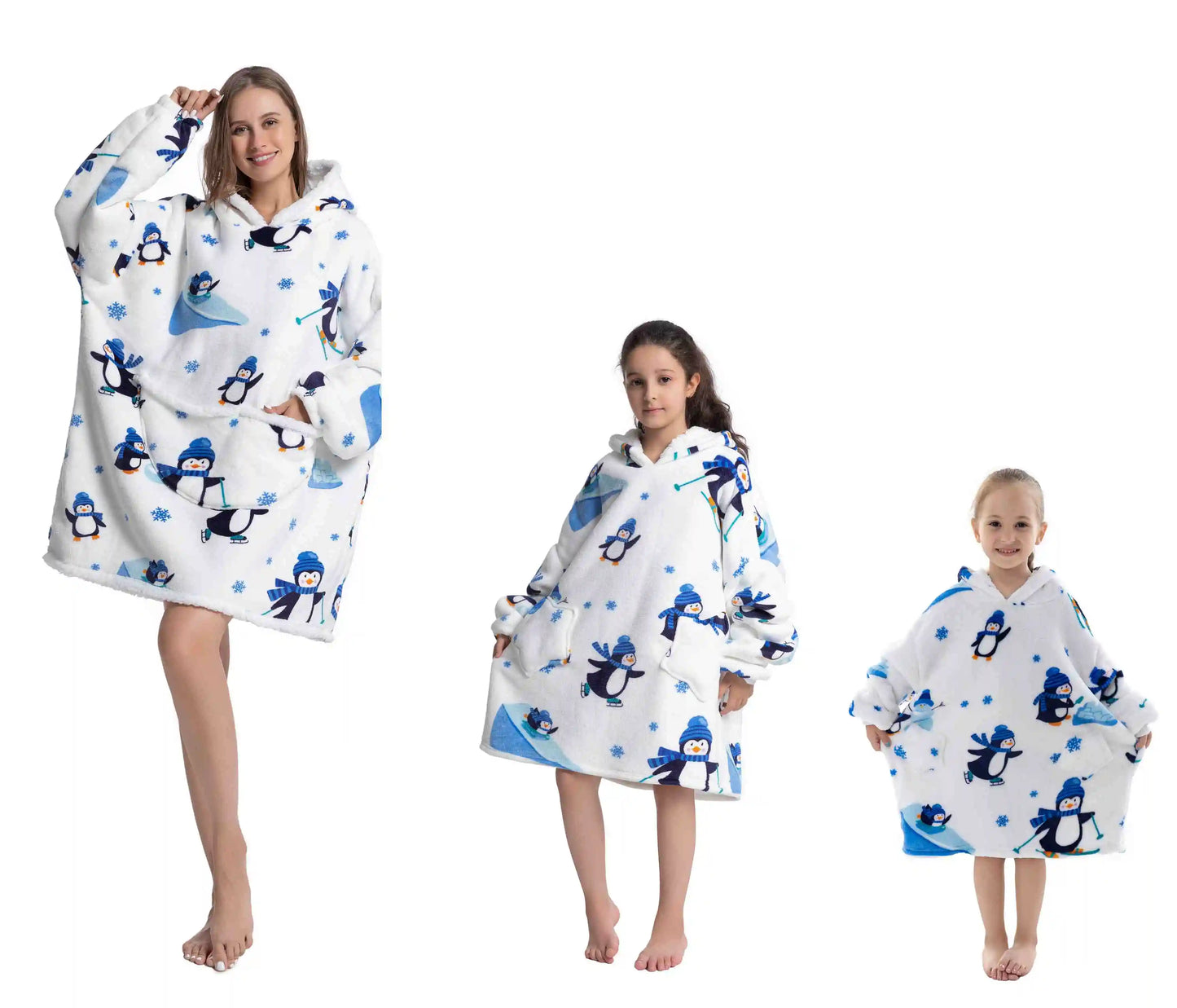 Super Warm Flannel Blanket Hoodie for Men Women Kids - Many Designs