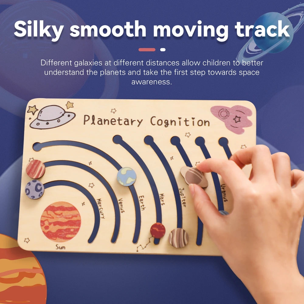 Wooden Solar System - Baby Montessori Toys Cognitive Cosmic Board Baby - MJ-4U
