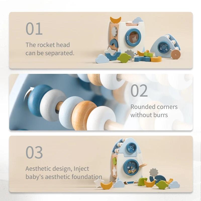 Wooden Rocket Montessori Toys Multifunctional Shape Early Child Education - MJ-4U