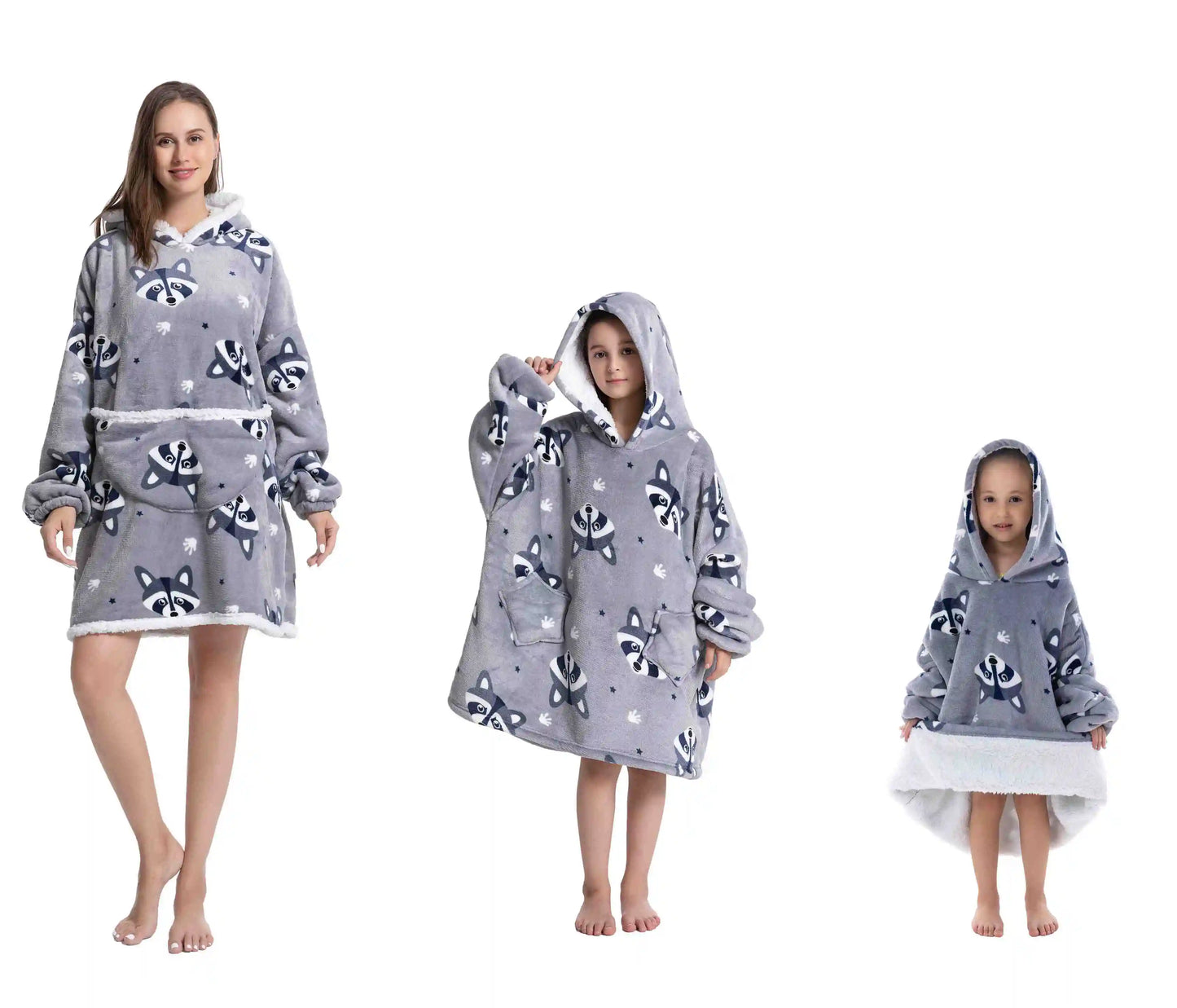 Super Warm Flannel Blanket Hoodie for Men Women Kids - Many Designs