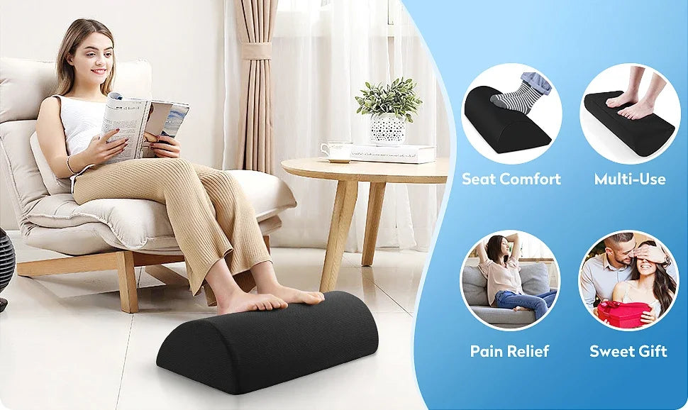 Ergonomic Under-Desk Foot Rest – Memory Foam Foot Stool for Fatigue Relief, Non-Slip Base, Washable Cover