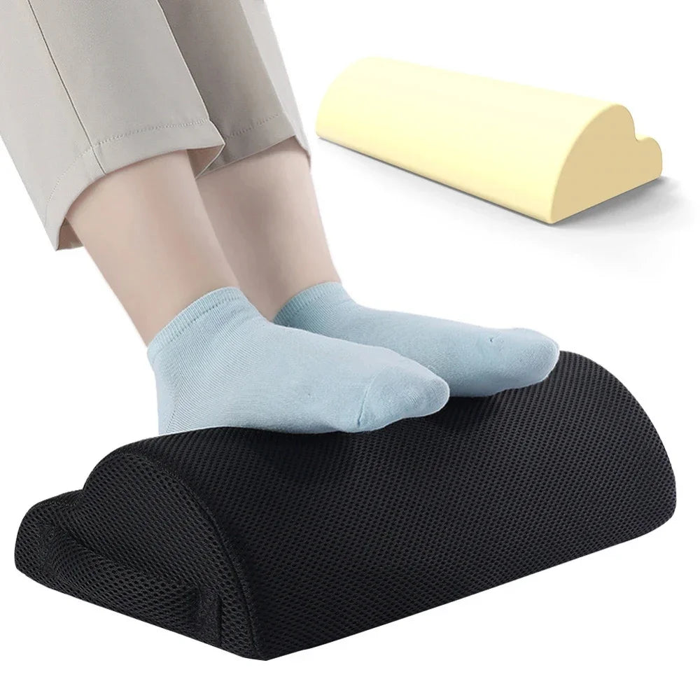 Ergonomic Under-Desk Foot Rest – Memory Foam Foot Stool for Fatigue Relief, Non-Slip Base, Washable Cover
