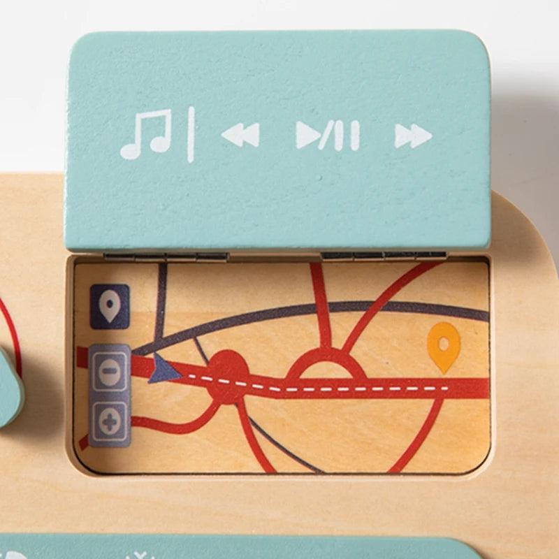 Wooden Montessori Toy Set Busy Baby Board Car Motor Driving Skills - MJ-4U