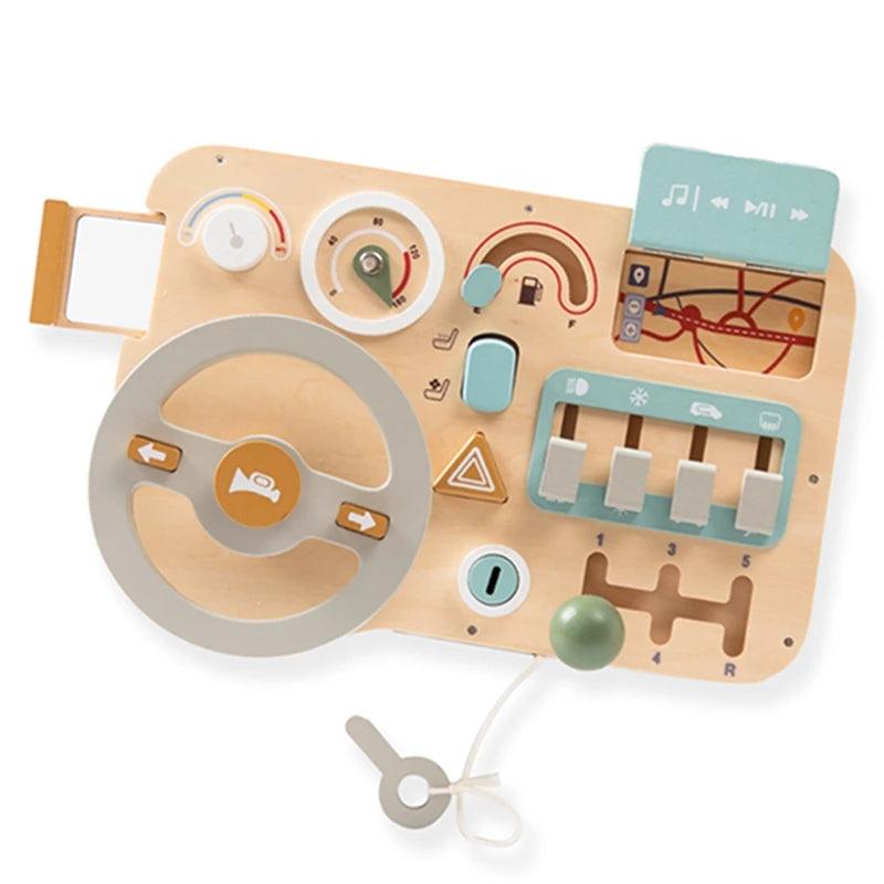 Wooden Montessori Toy Set Busy Baby Board Car Motor Driving Skills - MJ-4U