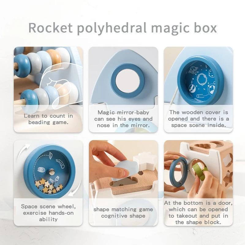 Wooden Rocket Montessori Toys Multifunctional Shape Early Child Education - MJ-4U