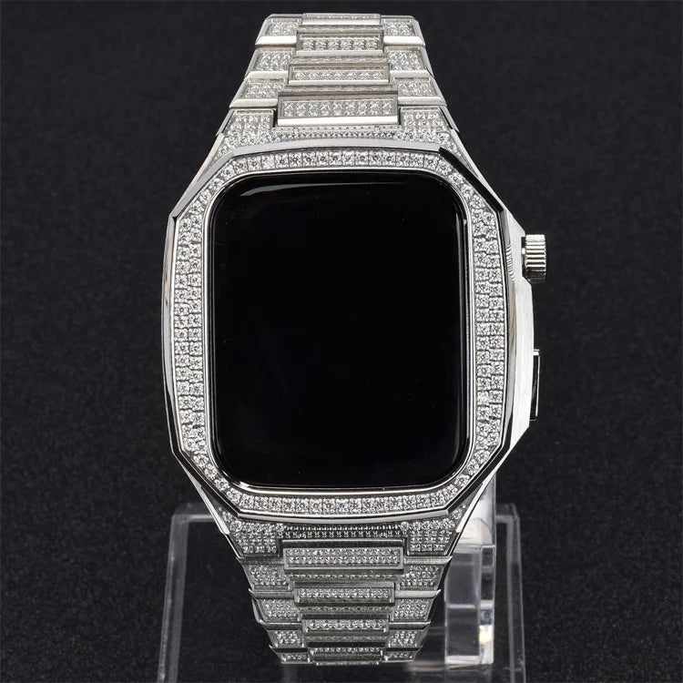 Watch Case Protection Cover Stainless Steel Material Strap With Zircon Modification Kit For Apple Watch - MJ-4U