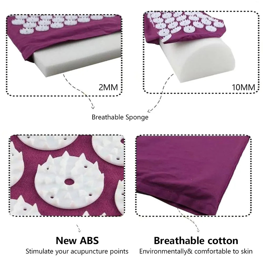 Acupressure Yoga Mat Massage Cushion Pillow Acupuncture Pain and Stress Relief - MJ-4U