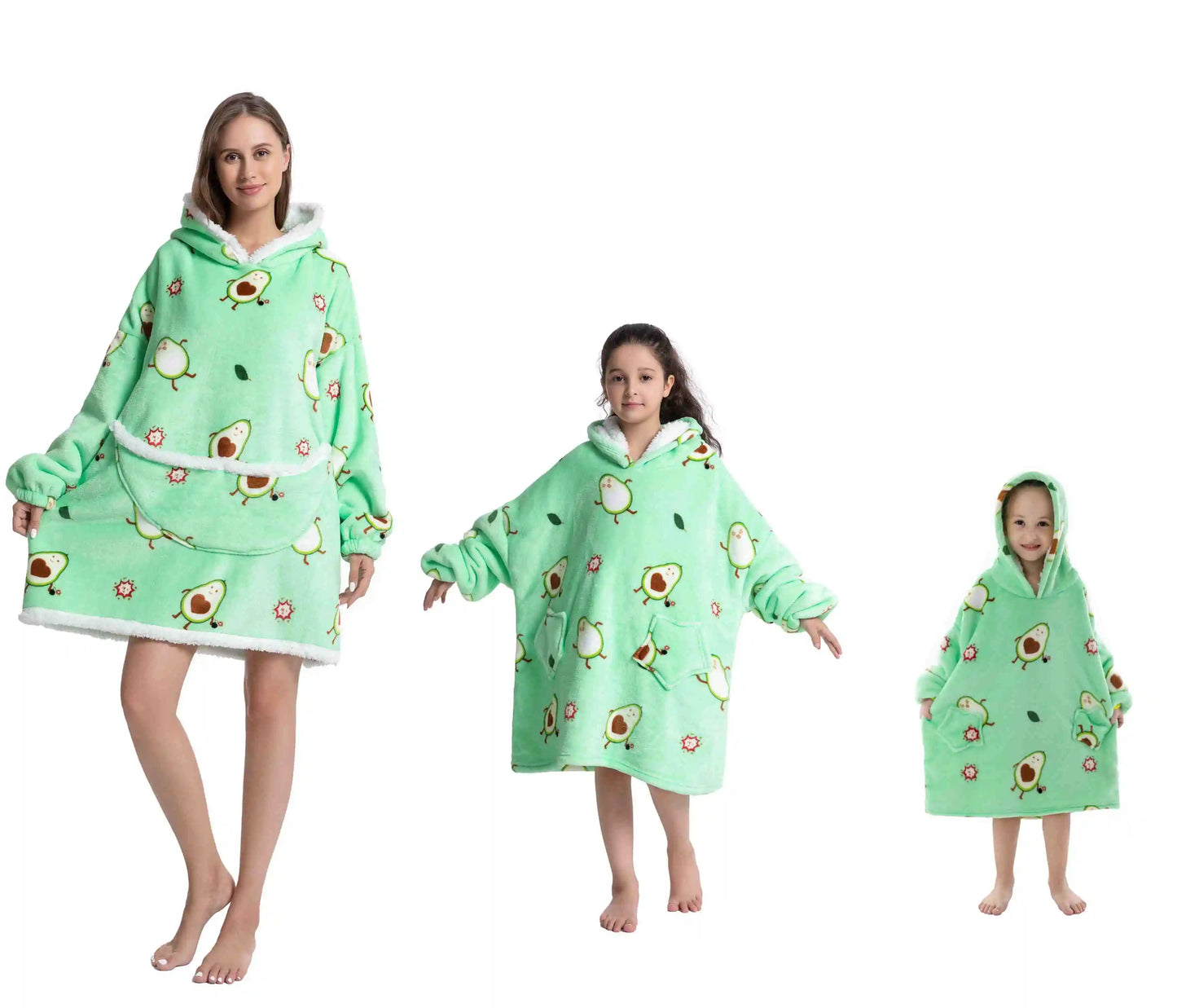 Super Warm Flannel Blanket Hoodie for Men Women Kids - Many Designs