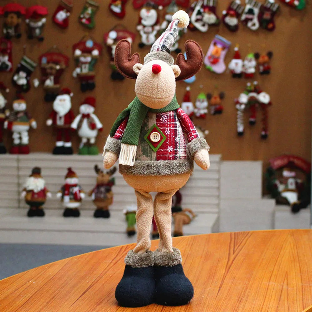 Reindeer flannel plush Christmas ornament with green scarf