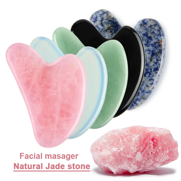 Natural Jade Gua Sha Tool – Face & Neck Massager for Lifting & Wrinkle Reduction - MJ-4U