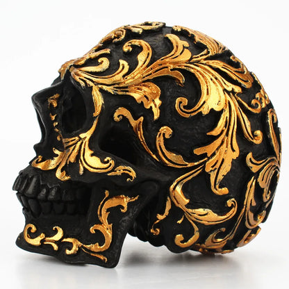 Black Skull Head Resin Craft Carving Halloween Party Skull Sculpture Ornaments Home Decoration