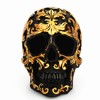 Black Skull Head Resin Craft Carving Halloween Party Skull Sculpture Ornaments Home Decoration